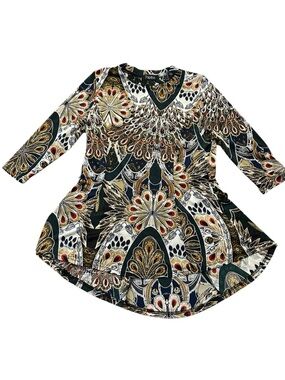 Papillon  Dark Green Paisley Medallion Long-Sleeve Tunic